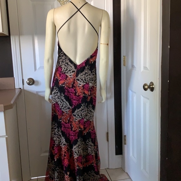𝅺EUC Stunning Jay Godfrey Cocktail Dress Gown Flor Shimmer Print Size 12 - Picture 6 of 11